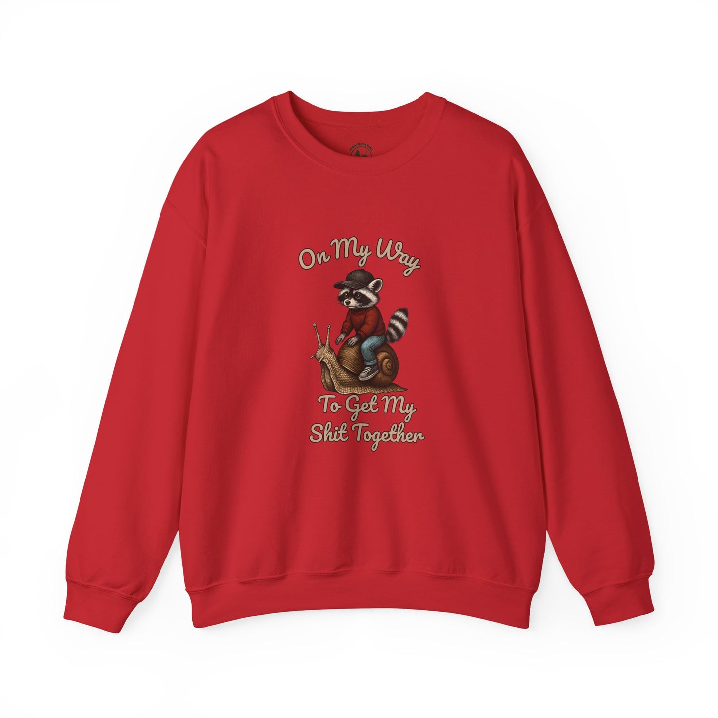 Motivational Funny Raccoon Sweatshirt Gildan 18000