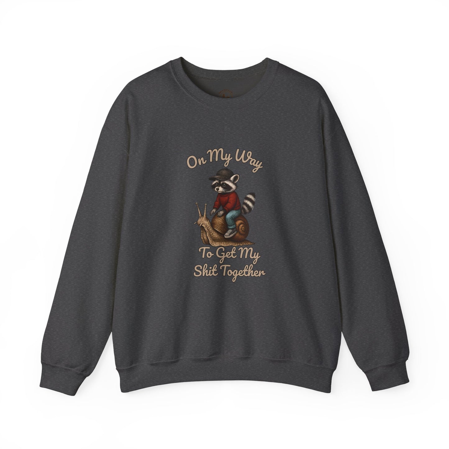 Motivational Funny Raccoon Sweatshirt Gildan 18000