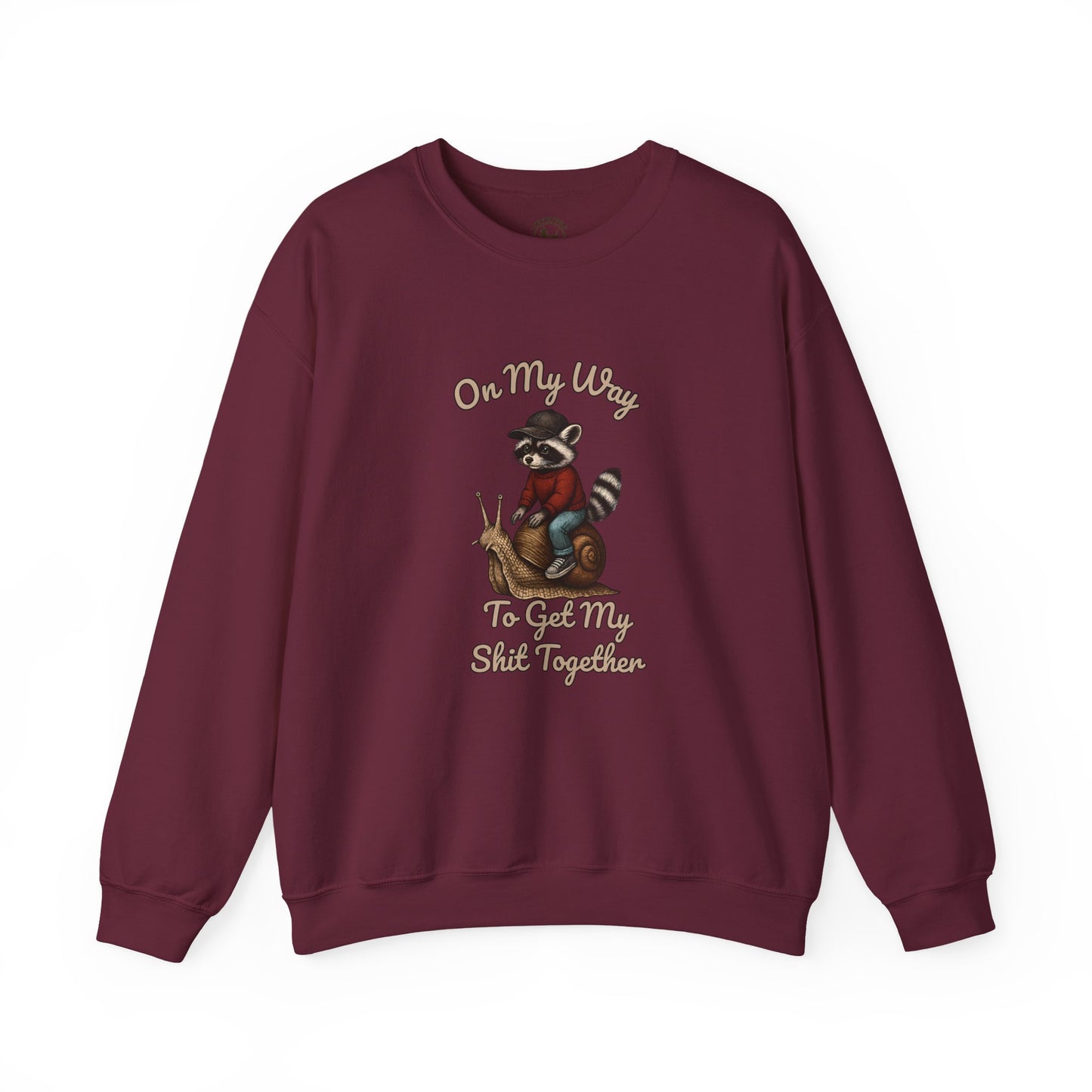 Motivational Funny Raccoon Sweatshirt Gildan 18000