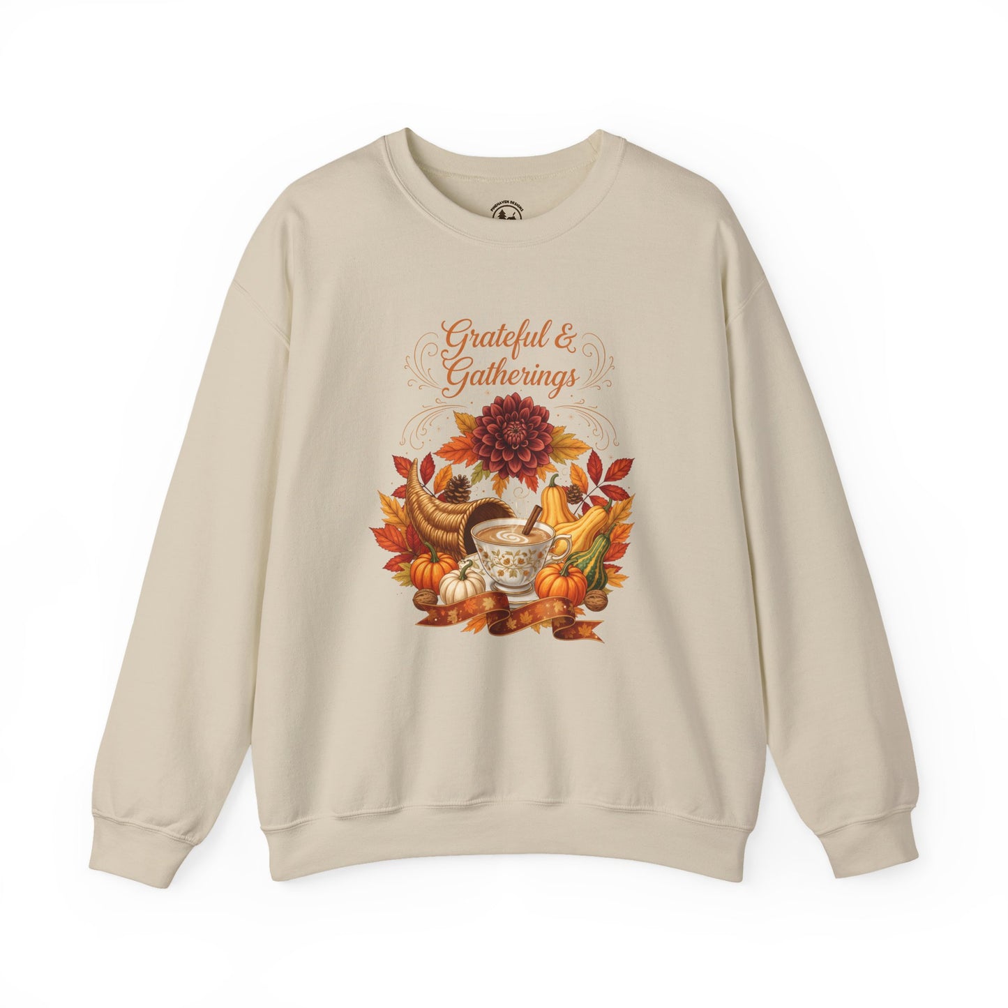 Grateful & Gatherings Fall Sweatshirt – Cozy Autumn Thanksgiving Crewneck