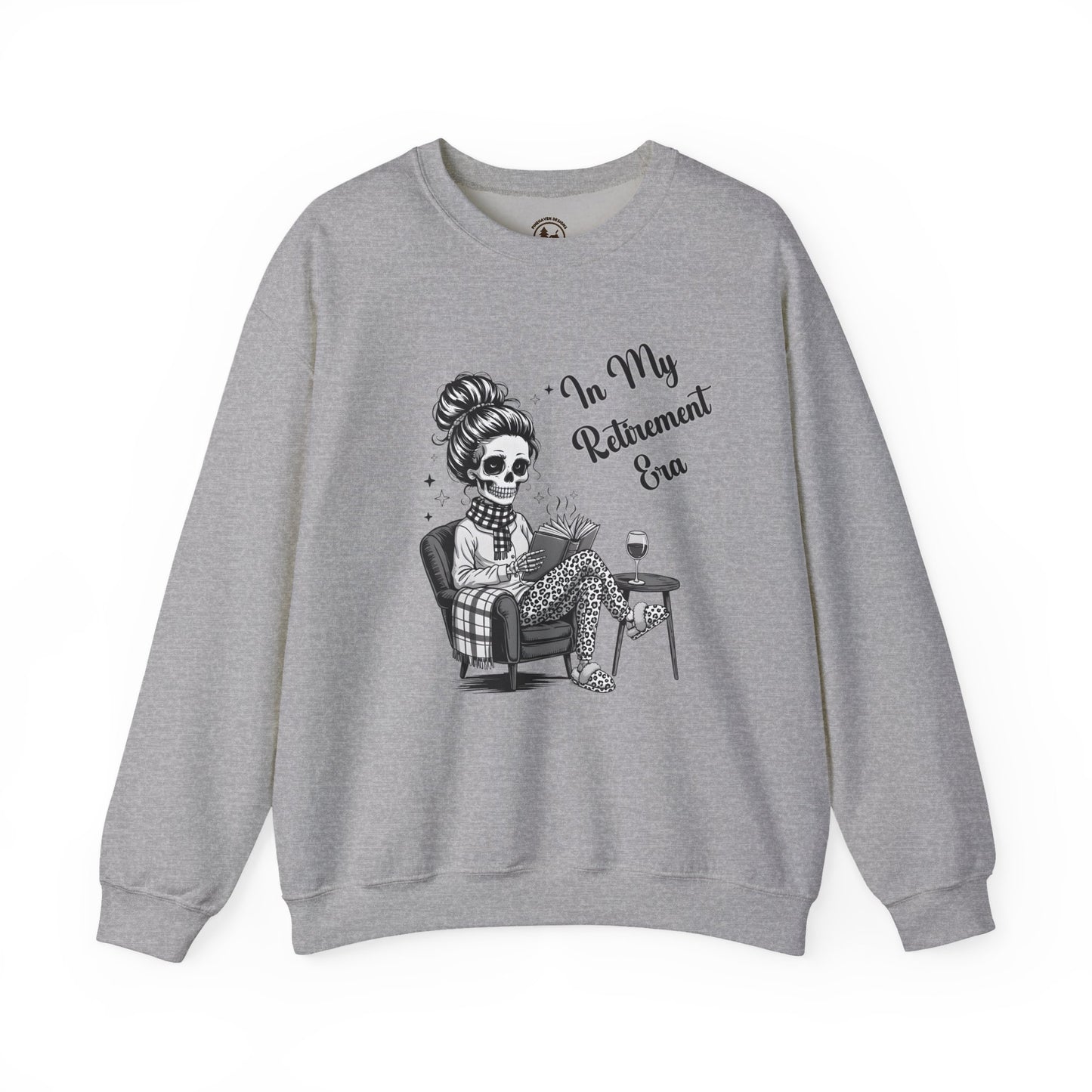 In My Retirement Era Skeleton Graphic Sweatshirt – Cozy Funny Pink Crewneck