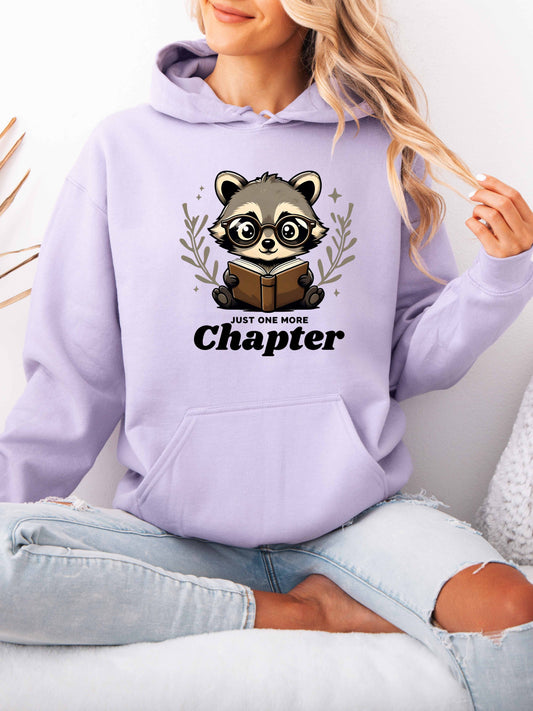 Just One More Chapter Charming Reading Raccoon Hoodie