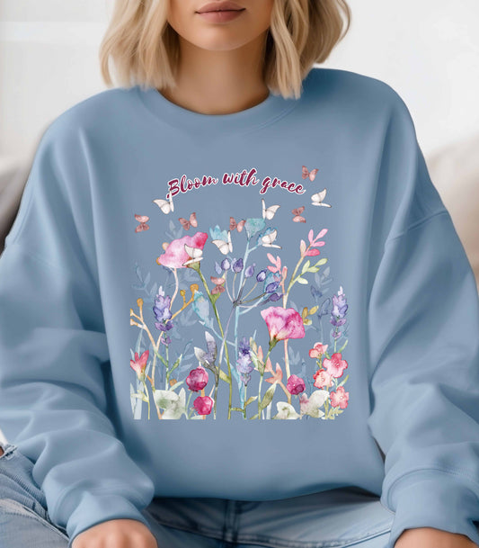 Bloom with Grace Floral Crewneck Sweater