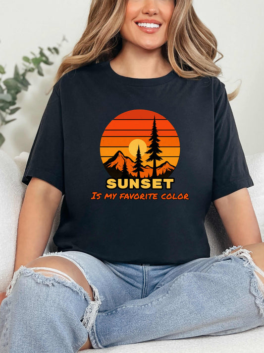 Sunset Mountain Graphic T-Shirt Gift For Outdoor Enthusiast