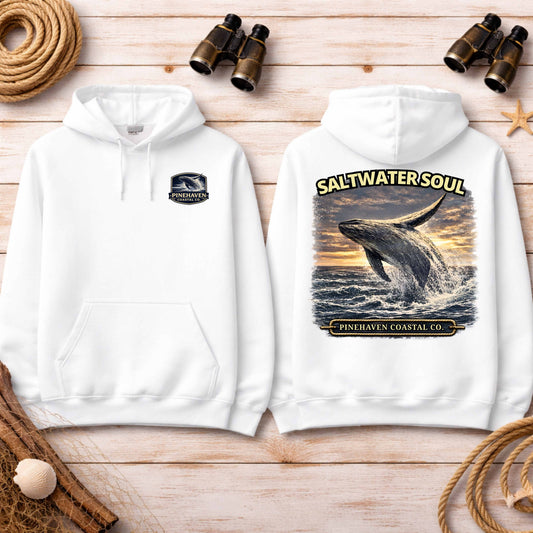 Saltwater Soul Whale Hoodie, Pinehaven Coastal Co Hoodie