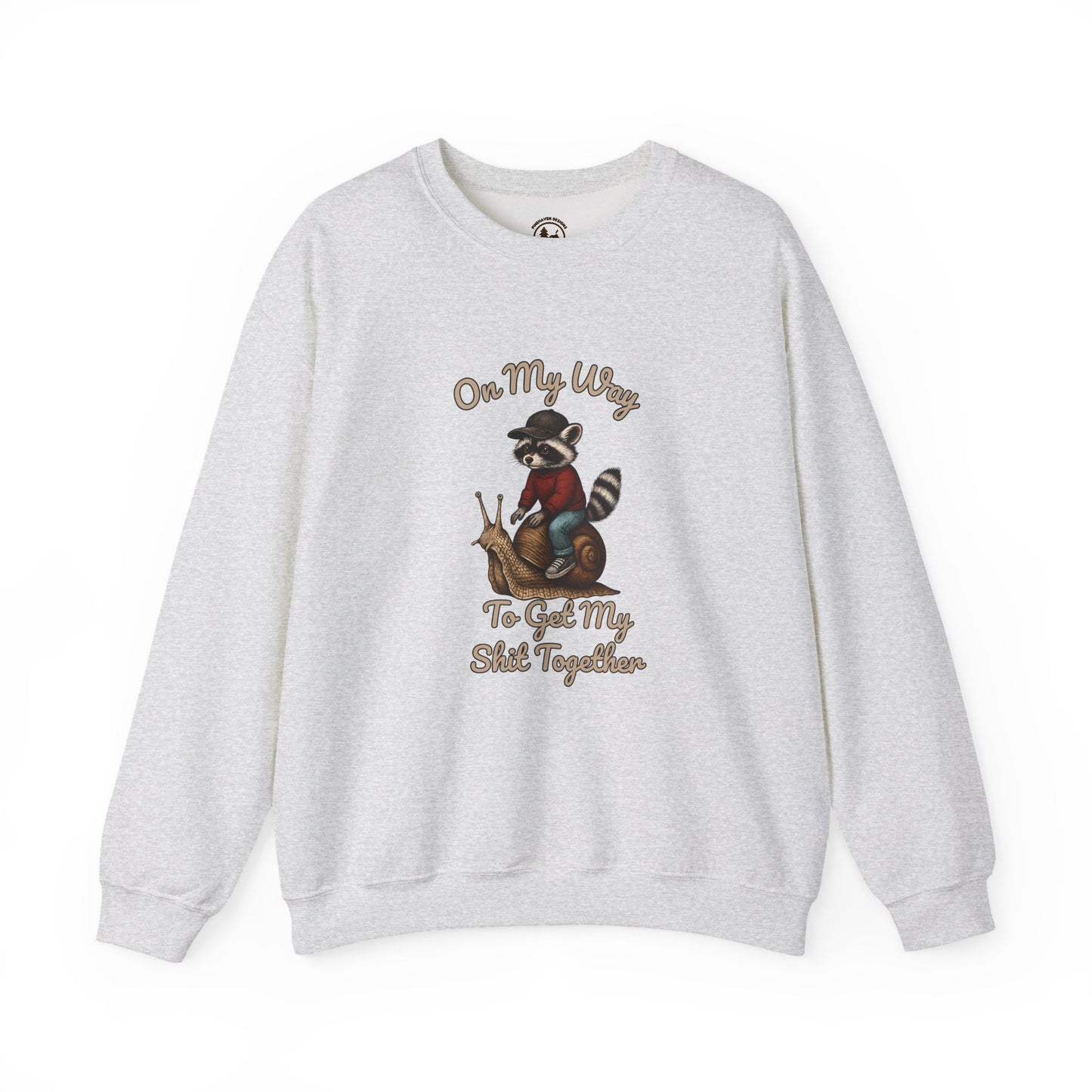 Motivational Funny Raccoon Sweatshirt Gildan 18000