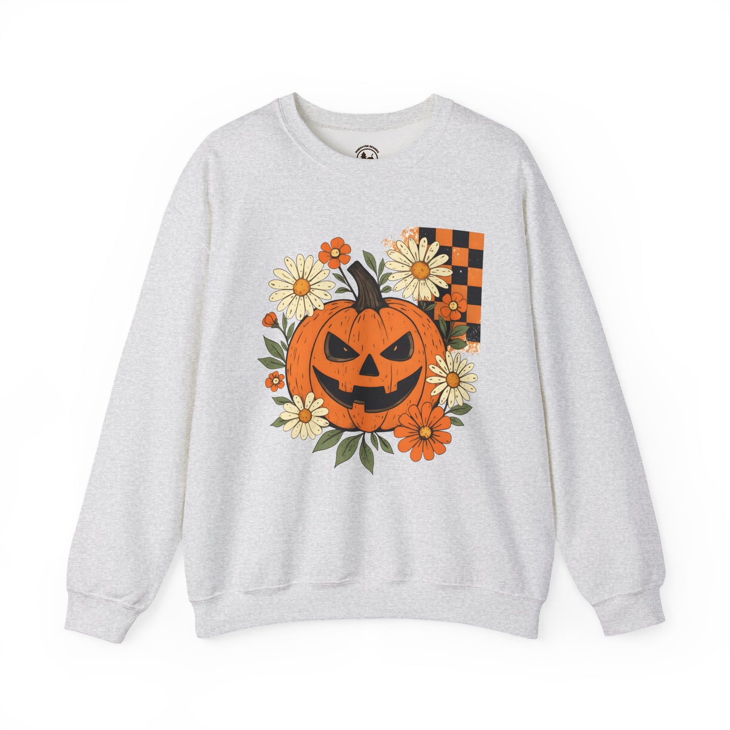 Smiling Jack O’Lantern Pumpkin Shirt | Cute Halloween Floral Sweatshirt