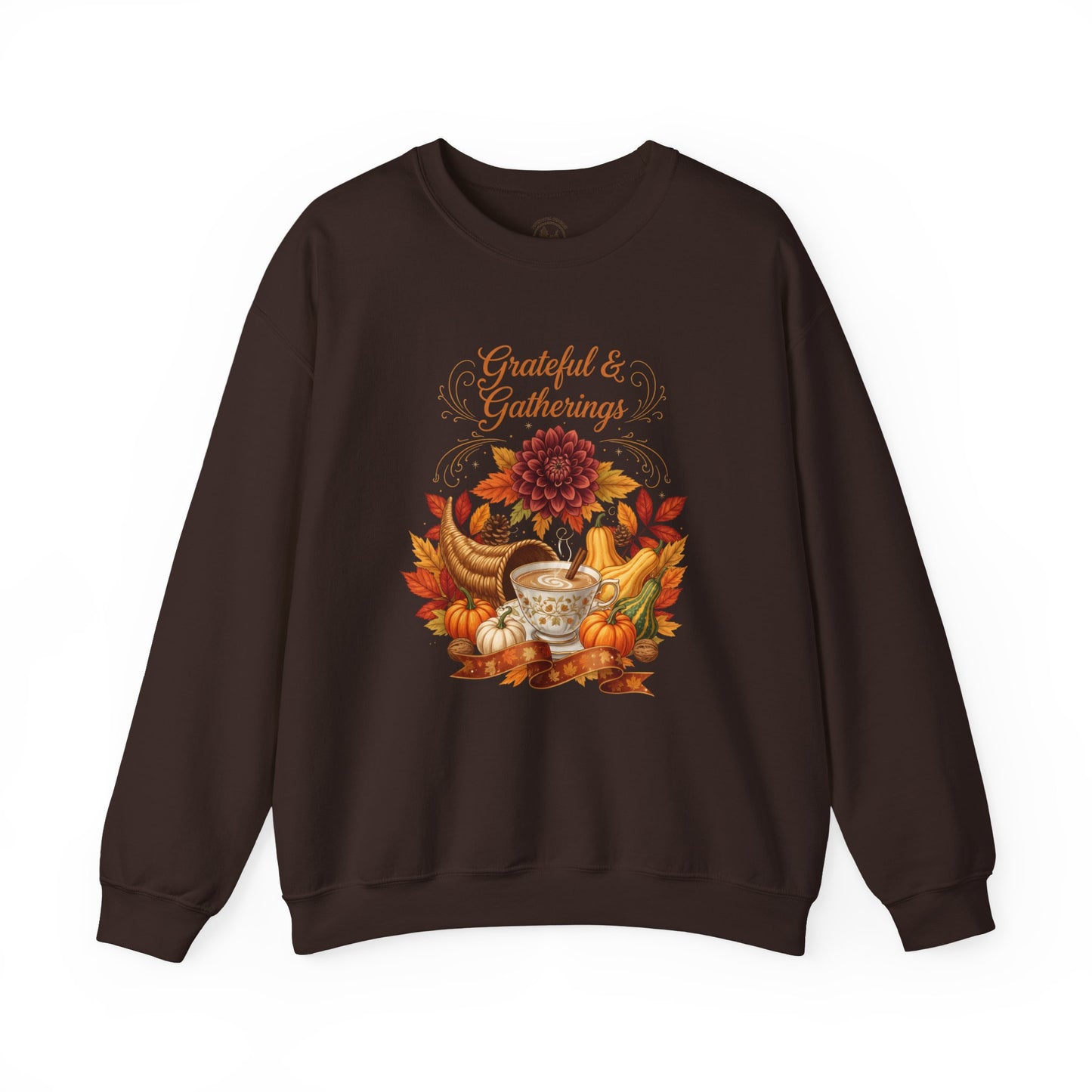 Grateful & Gatherings Fall Sweatshirt – Cozy Autumn Thanksgiving Crewneck