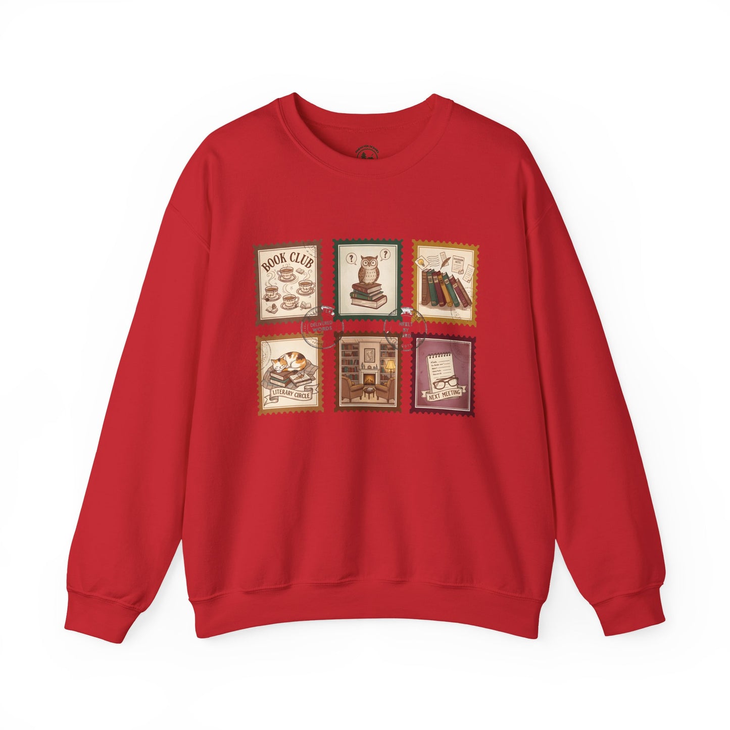 Book Club Crewneck Sweatshirt – Cozy Literary Stamp Design Unisex
