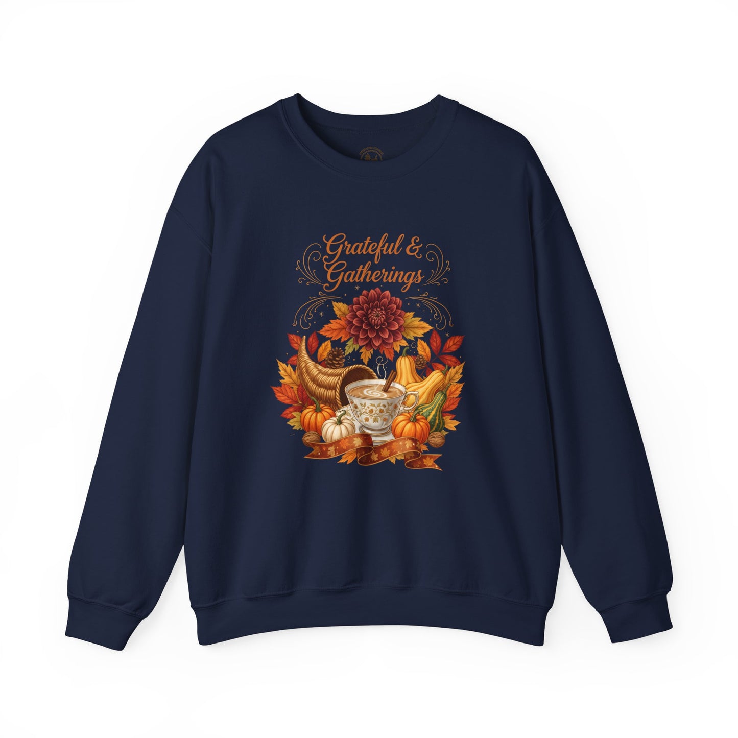 Grateful & Gatherings Fall Sweatshirt – Cozy Autumn Thanksgiving Crewneck