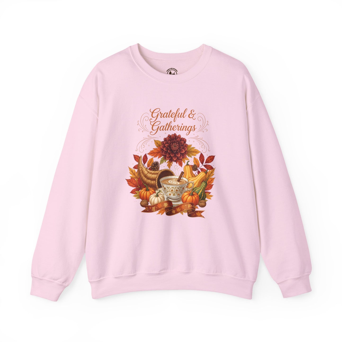 Grateful & Gatherings Fall Sweatshirt – Cozy Autumn Thanksgiving Crewneck