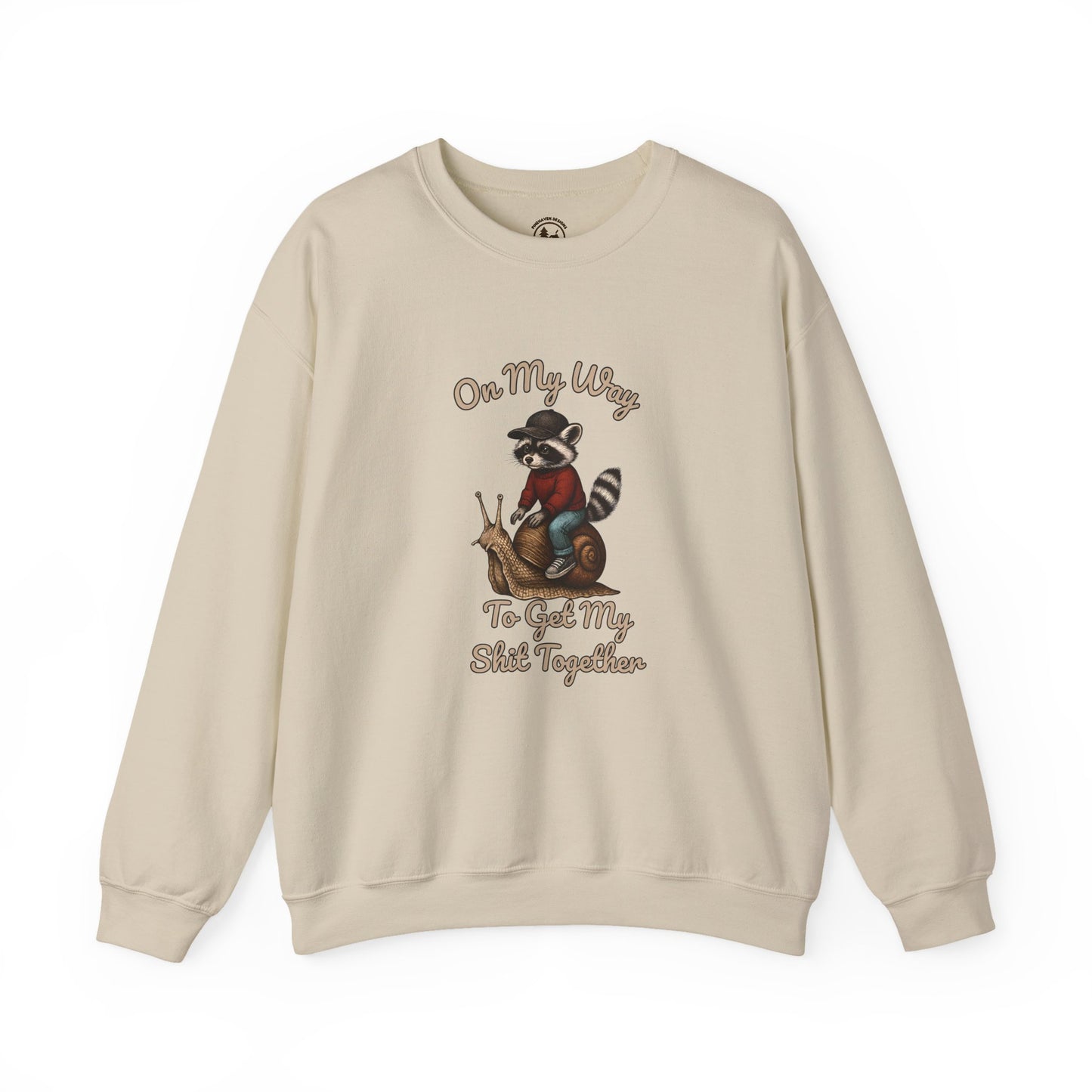 Motivational Funny Raccoon Sweatshirt Gildan 18000