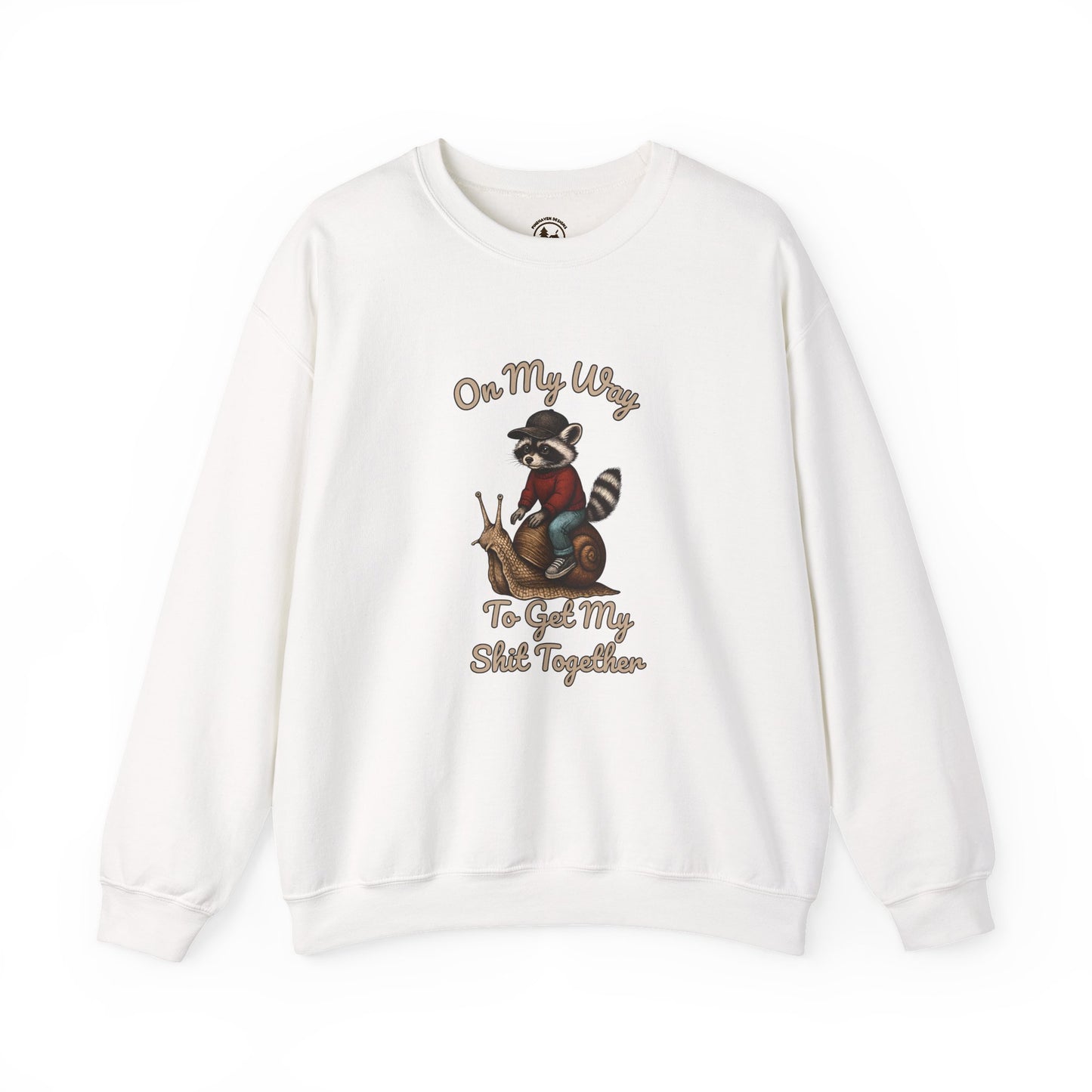 Motivational Funny Raccoon Sweatshirt Gildan 18000