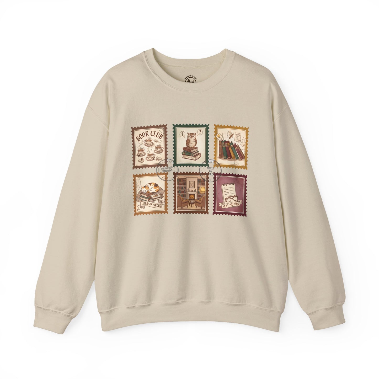 Book Club Crewneck Sweatshirt – Cozy Literary Stamp Design Unisex