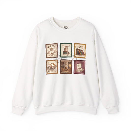 Book Club Crewneck Sweatshirt – Cozy Literary Stamp Design Unisex