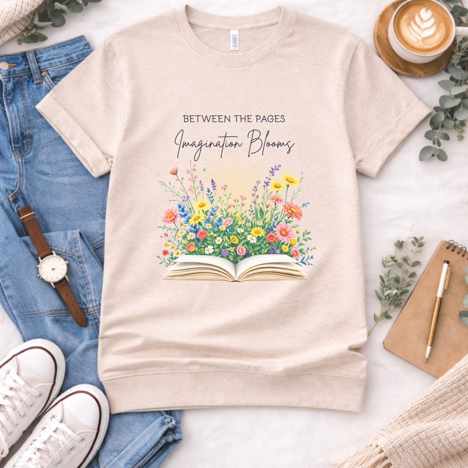 White cotton t-shirt with custom printed graphic design