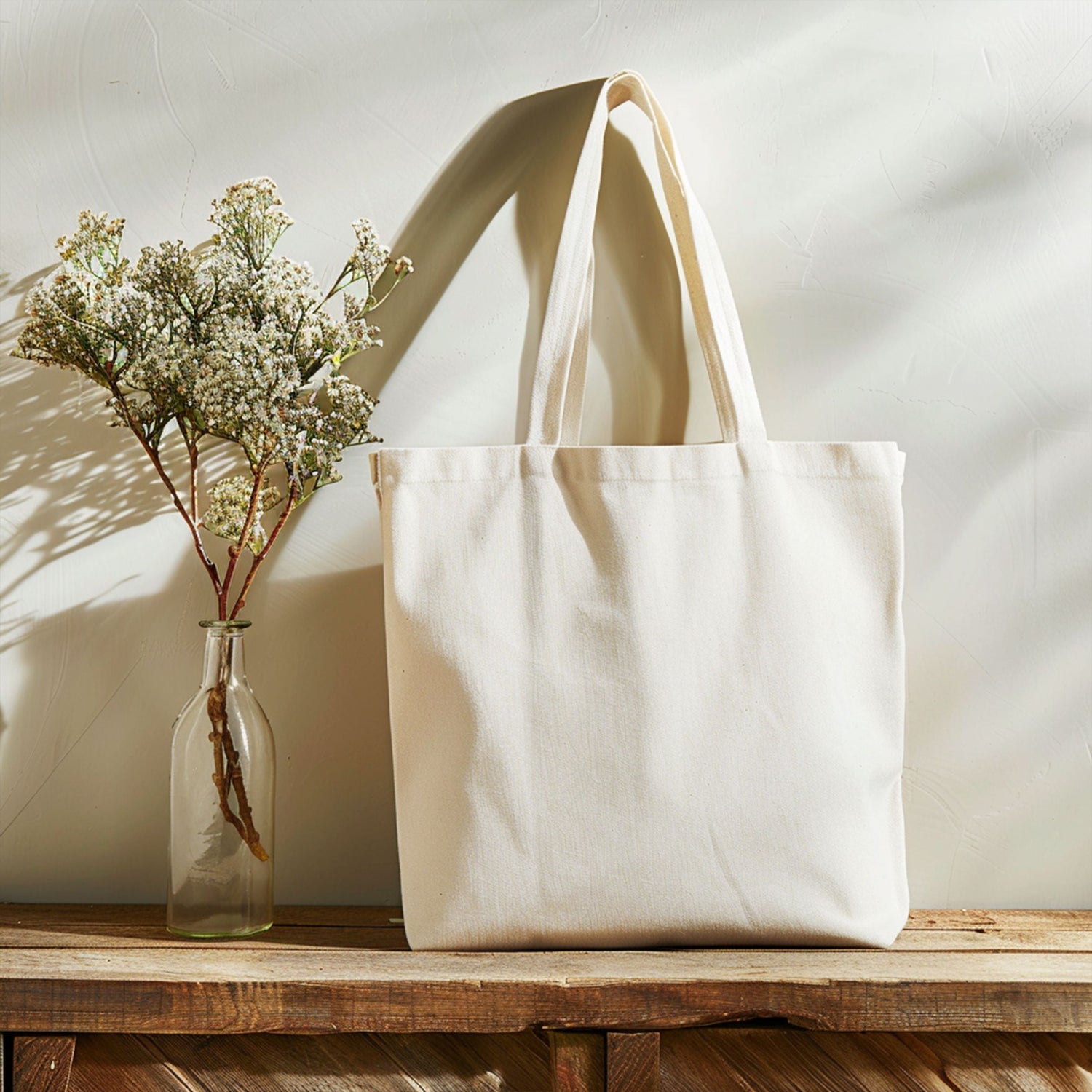 Reusable canvas tote bag with eco-friendly printed design
