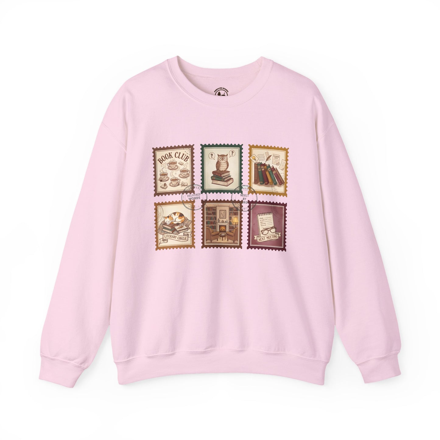 Book Club Crewneck Sweatshirt – Cozy Literary Stamp Design Unisex