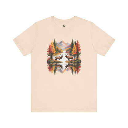 Autumn Wilderness Elk Reflection Unisex T-Shirt