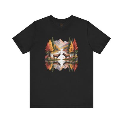 Autumn Wilderness Elk Reflection Unisex T-Shirt