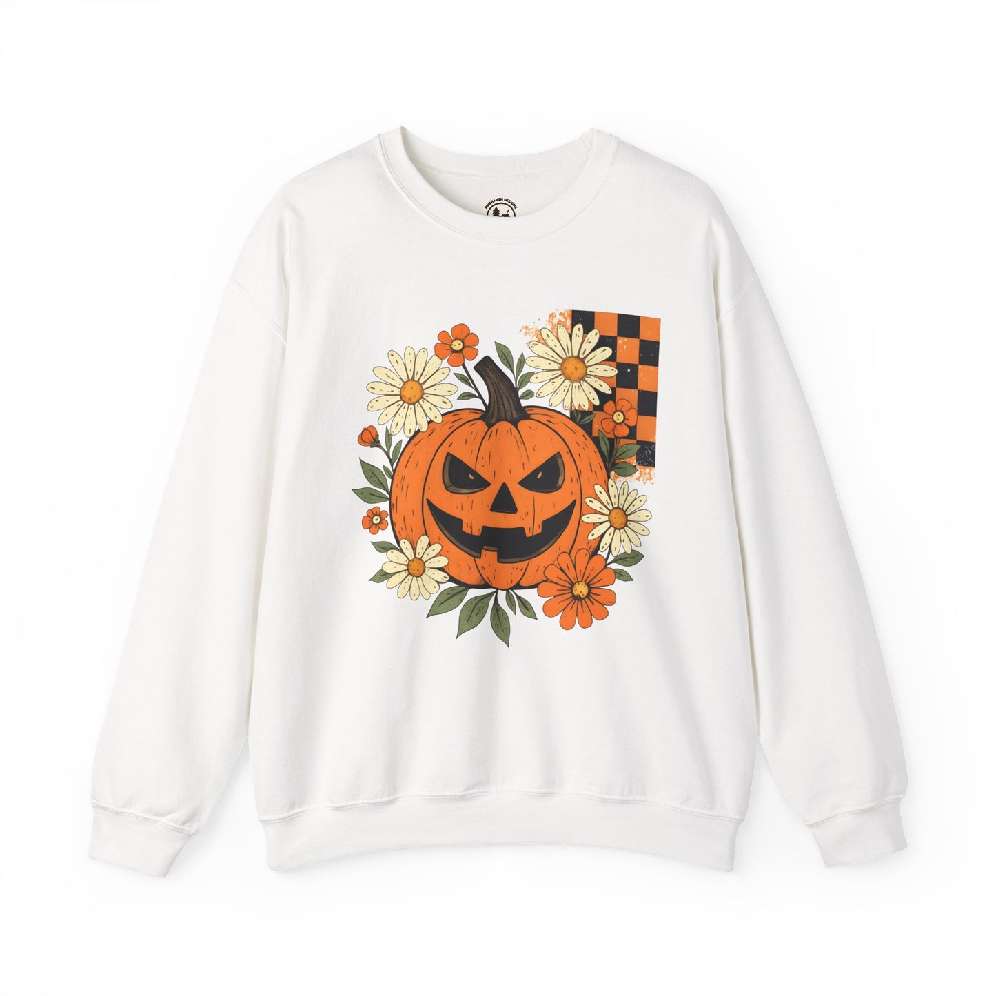 Smiling Jack O’Lantern Pumpkin Shirt | Cute Halloween Floral Sweatshirt