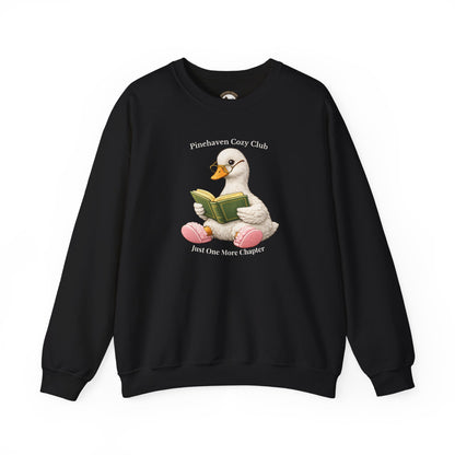Pinehaven Cozy Club Goose Reading Crewneck, Just One More Chapter Crewneck Sweatshirt