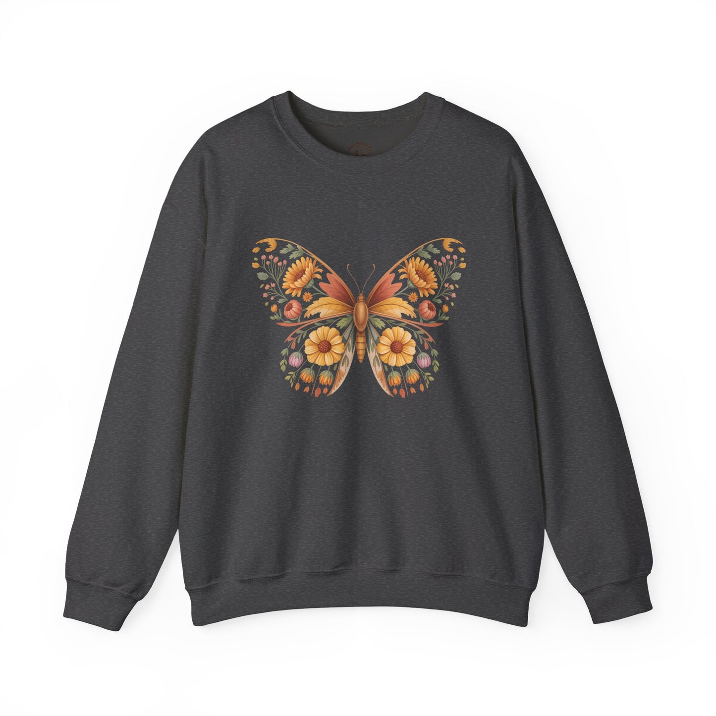 Floral Butterfly Crewneck Sweatshirt | Boho Botanical Nature-Inspired Unisex