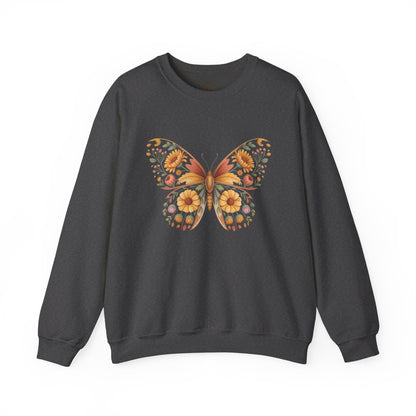 Boho Style Floral Butterfly Crewneck Sweatshirt