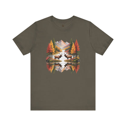 Autumn Wilderness Elk Reflection Unisex T-Shirt