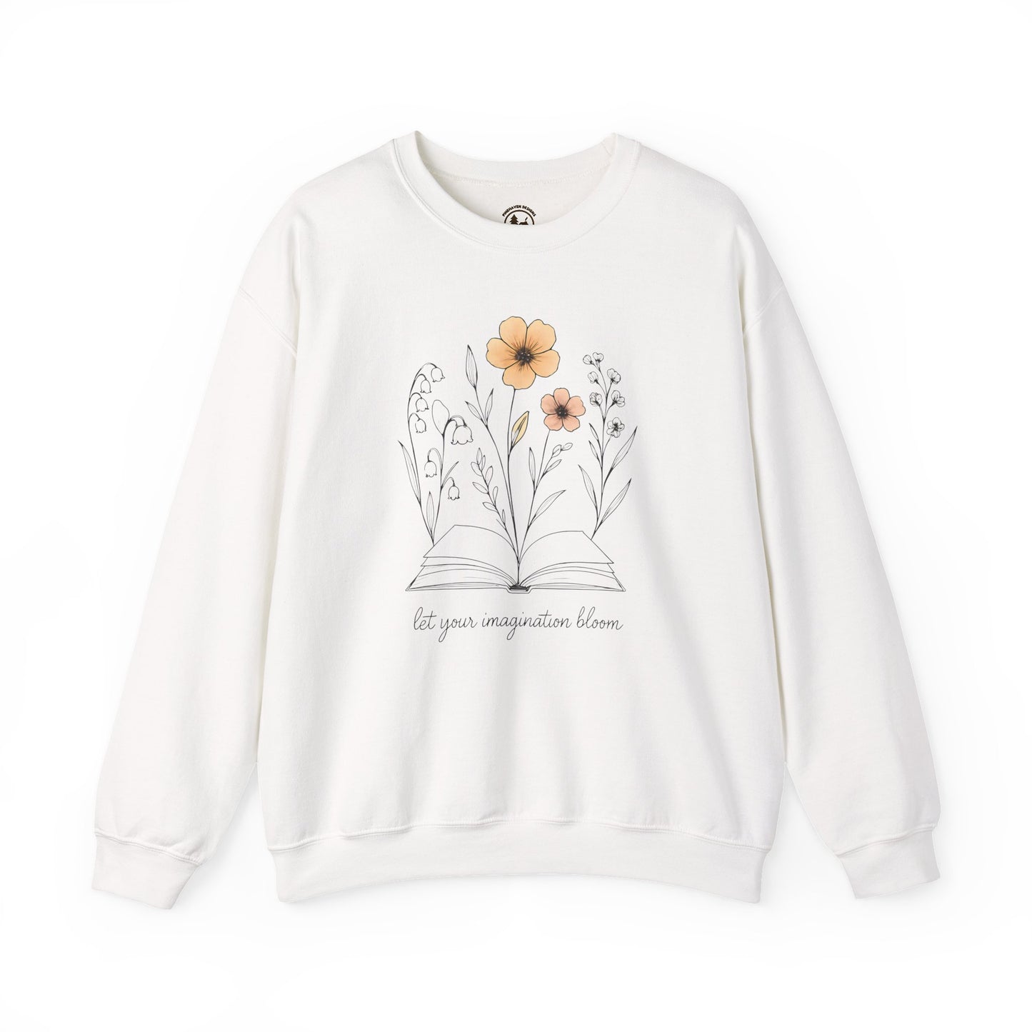 Let Your Imagination Bloom Crewneck Sweatshirt – Inspirational Floral Book Design
