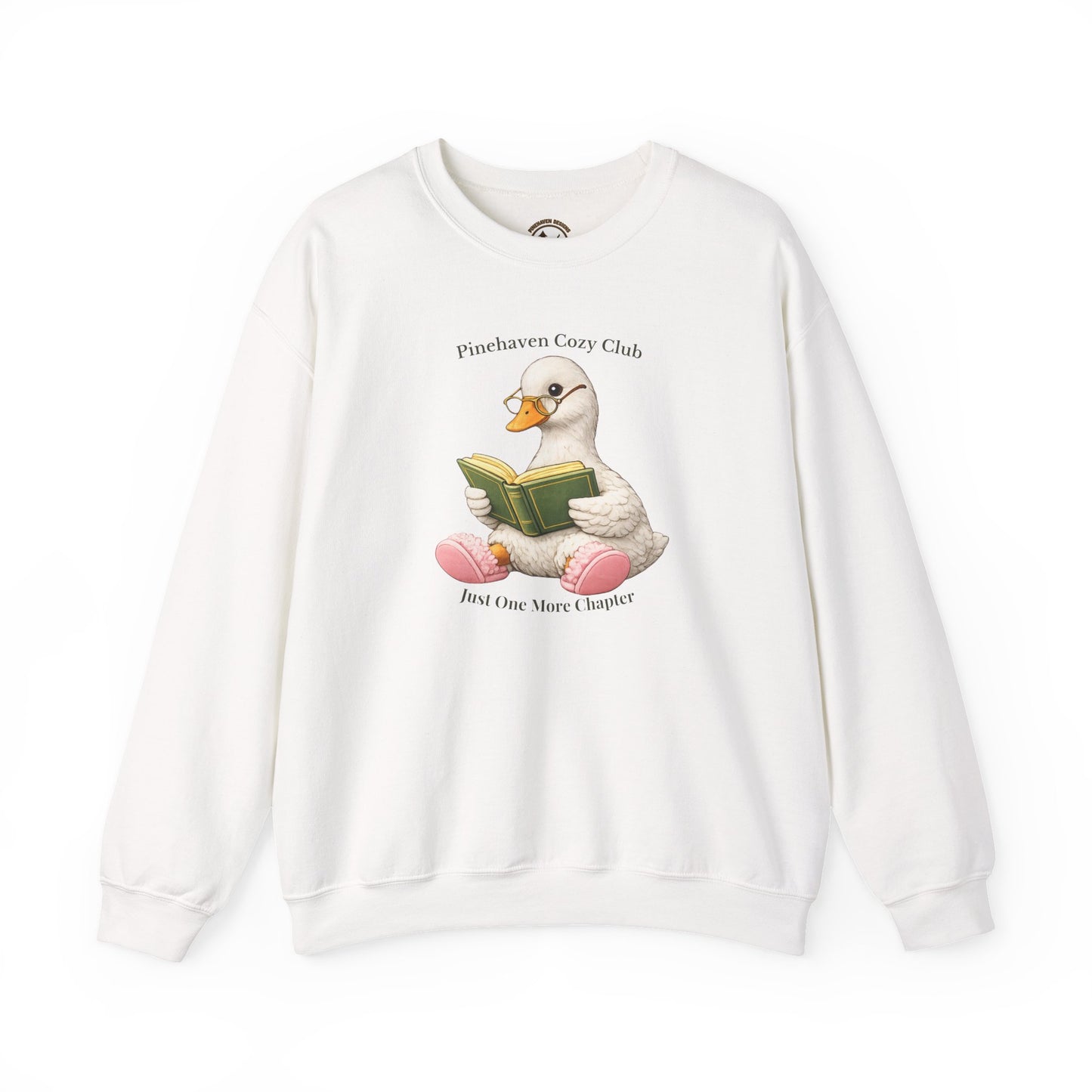 Pinehaven Cozy Club Goose Reading Crewneck, Just One More Chapter Crewneck Sweatshirt