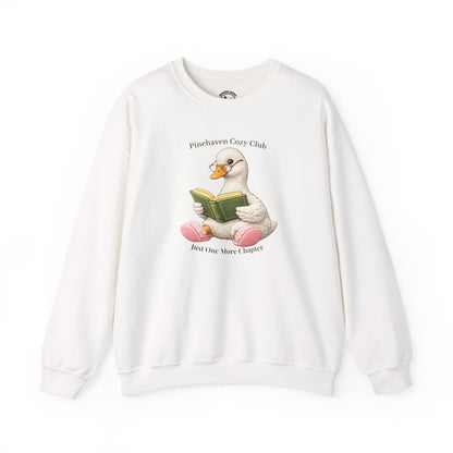 Pinehaven Cozy Club Goose Reading Crewneck, Just One More Chapter Crewneck Sweatshirt