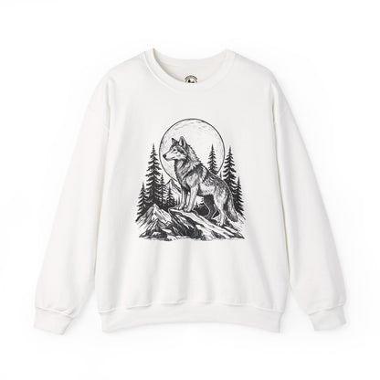 Majestic Wolf Under Moon Crewneck Sweatshirt