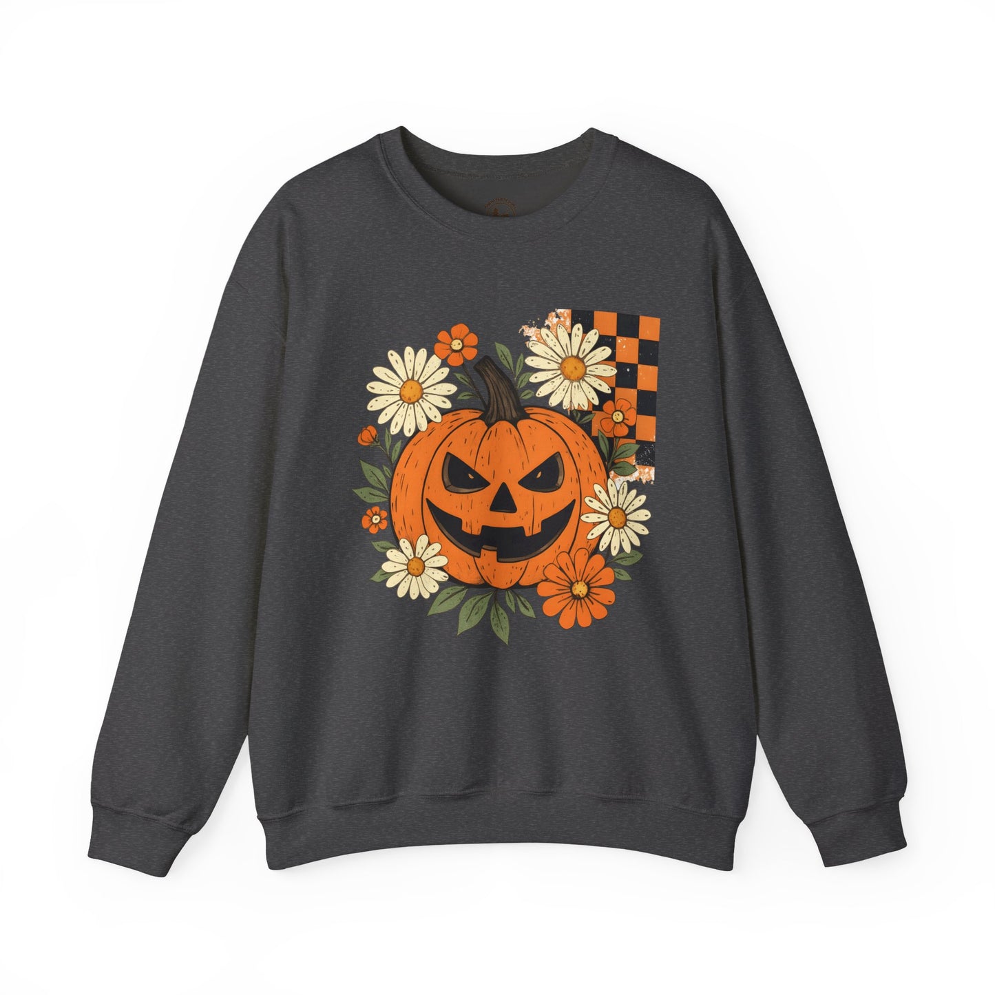 Smiling Jack O’Lantern Pumpkin Shirt | Cute Halloween Floral Sweatshirt