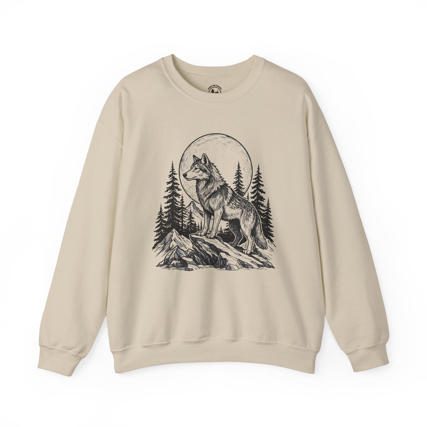 Majestic Wolf Under Moon Sweatshirt – Wilderness Graphic Crewneck