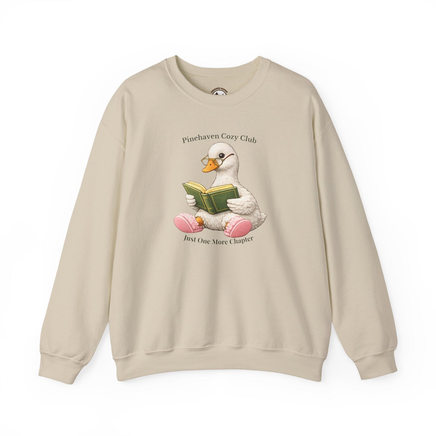 Pinehaven Cozy Club Goose Reading Crewneck, Just One More Chapter Crewneck Sweatshirt