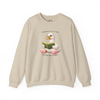 Pinehaven Cozy Club Goose Reading Crewneck, Just One More Chapter Crewneck Sweatshirt