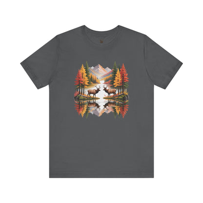 Autumn Wilderness Elk Reflection Unisex T-Shirt