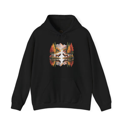 Autumn Elk Mountain Hoodie – Wildlife Nature Scene Sweatshirt