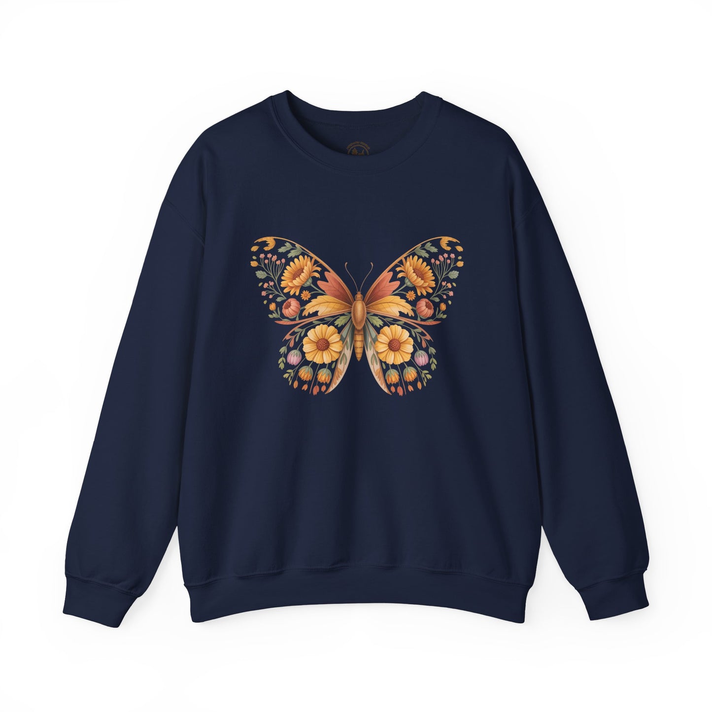 Floral Butterfly Crewneck Sweatshirt | Boho Botanical Nature-Inspired Unisex