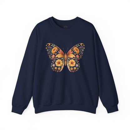 Boho Style Floral Butterfly Crewneck Sweatshirt