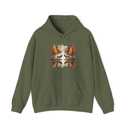 Autumn Elk Mountain Hoodie – Wildlife Nature Scene Sweatshirt
