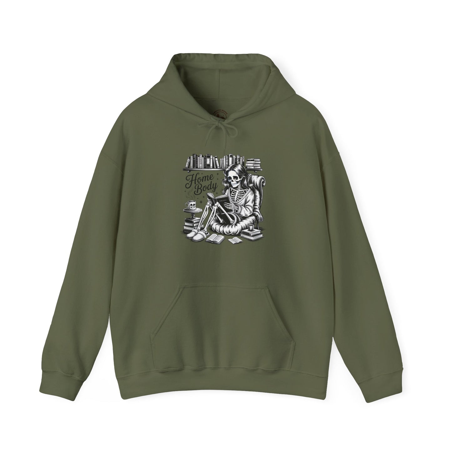 Home Body Hoodie | Skeleton Reading Book Lover Hooded Sweatshirt Unisex