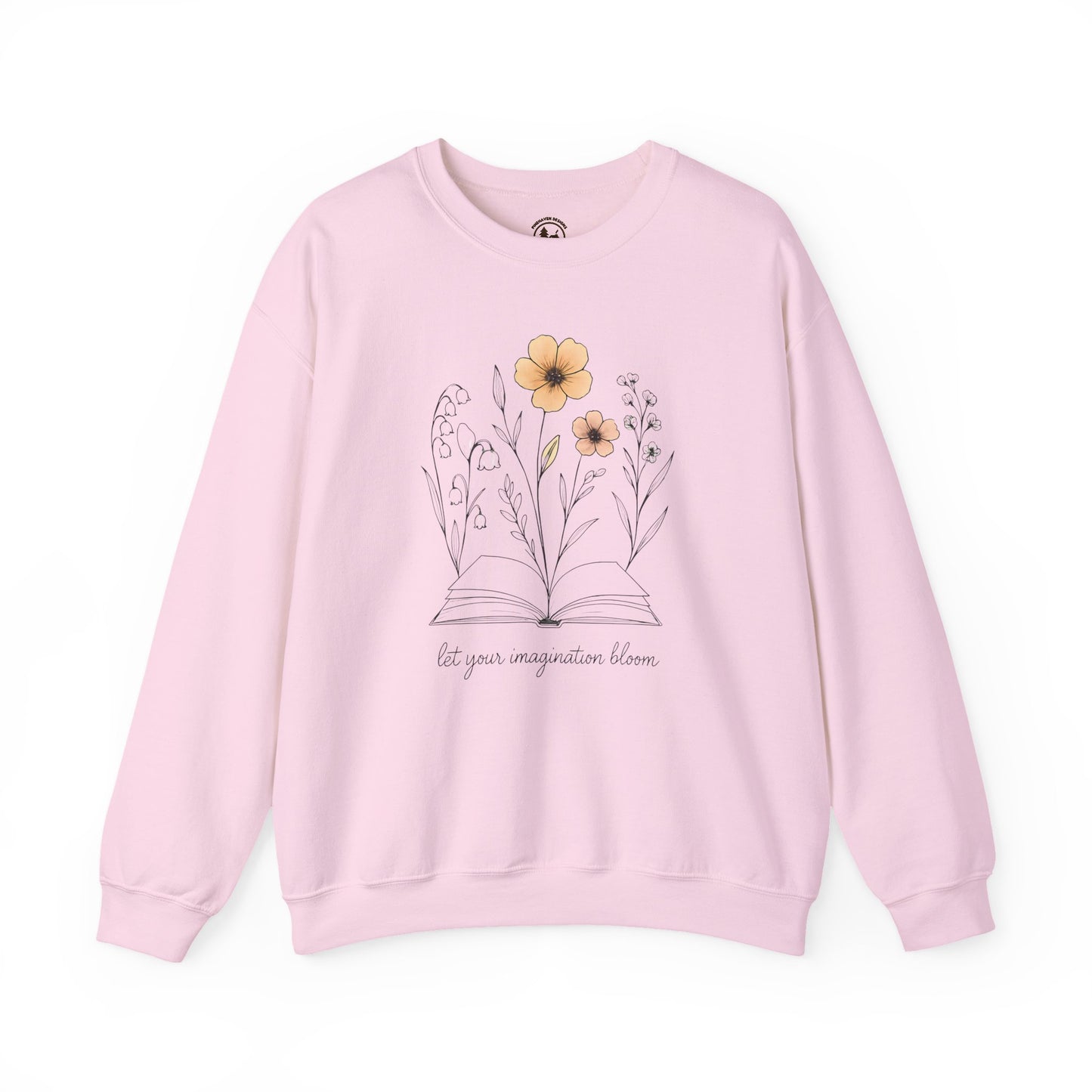 Let Your Imagination Bloom Crewneck Sweatshirt – Inspirational Floral Book Design
