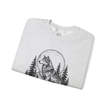 Majestic Wolf Under Moon Crewneck Sweatshirt