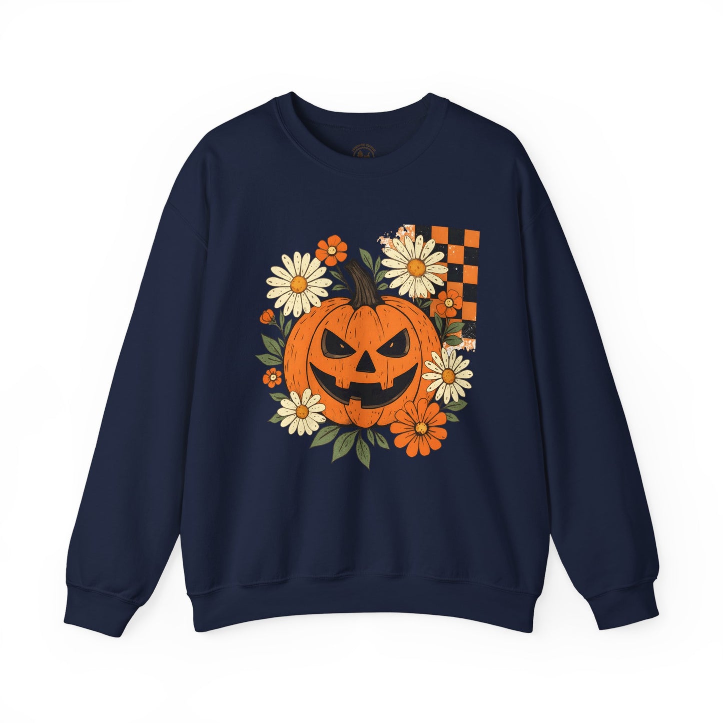 Smiling Jack O’Lantern Pumpkin Shirt | Cute Halloween Floral Sweatshirt