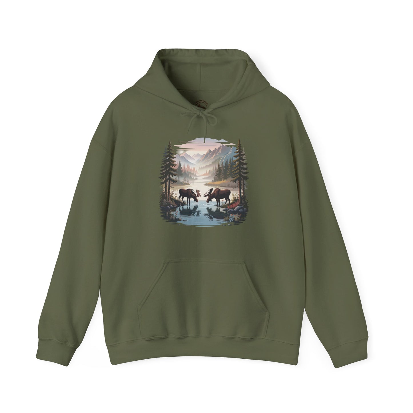 Moose Wilderness  Hooded Sweatshirt | Nature Mountain Landscape Unisex