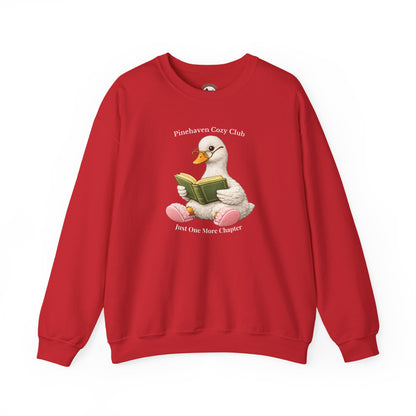 Pinehaven Cozy Club Goose Reading Crewneck, Just One More Chapter Crewneck Sweatshirt