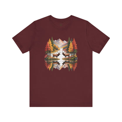 Autumn Wilderness Elk Reflection Unisex T-Shirt