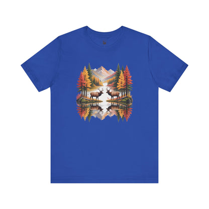 Autumn Wilderness Elk Reflection Unisex T-Shirt